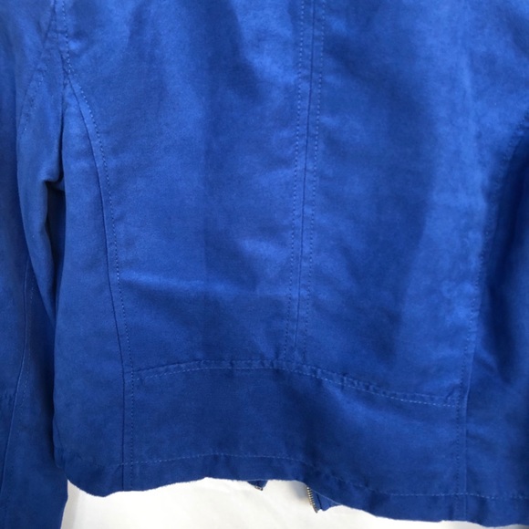 COPY - Cobalt blue cropped moto suede jacket - Picture 5 of 15